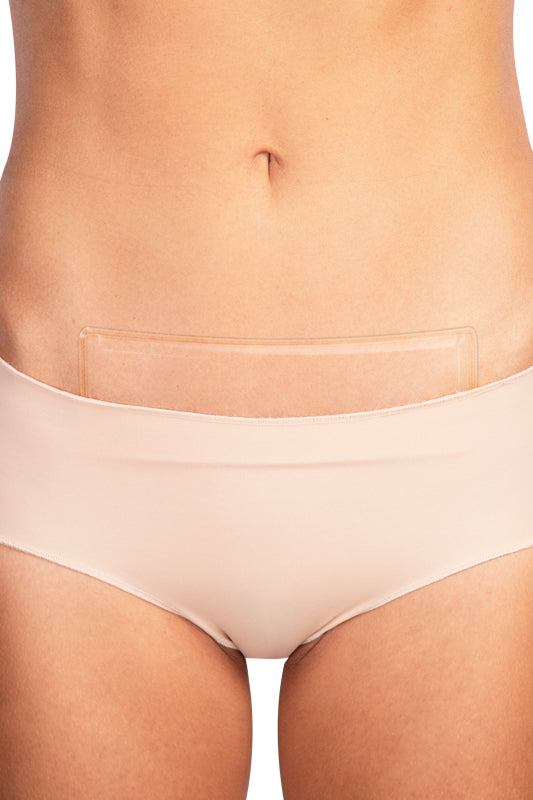Lipoelastic Sheet Strip 01 am Körper getragen – Bauchbereich