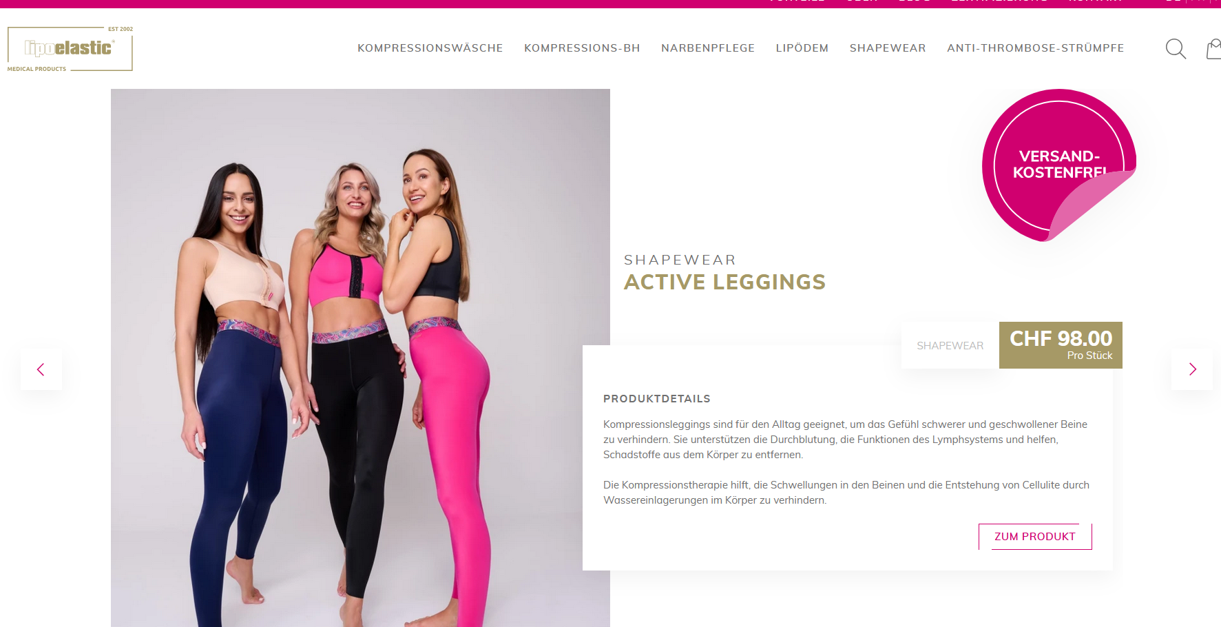 Active Leggings – Grössentabelle und Produktinformationen